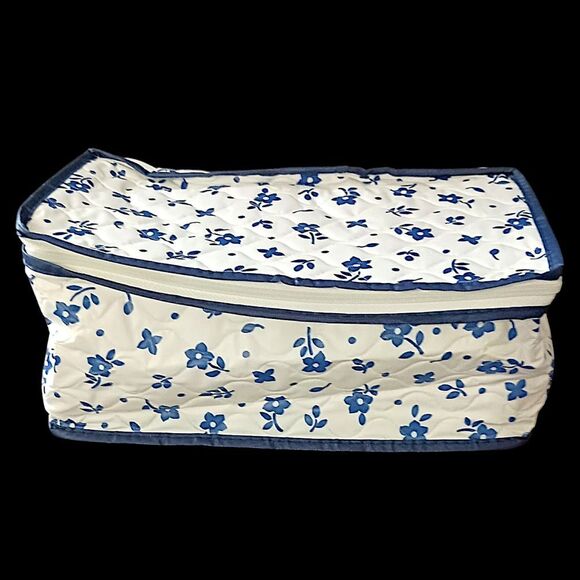 Vintage Lillian Vernon Dish Storage Bags China Saver Zippered Blue Flowers NEW - Picture 12 of 15